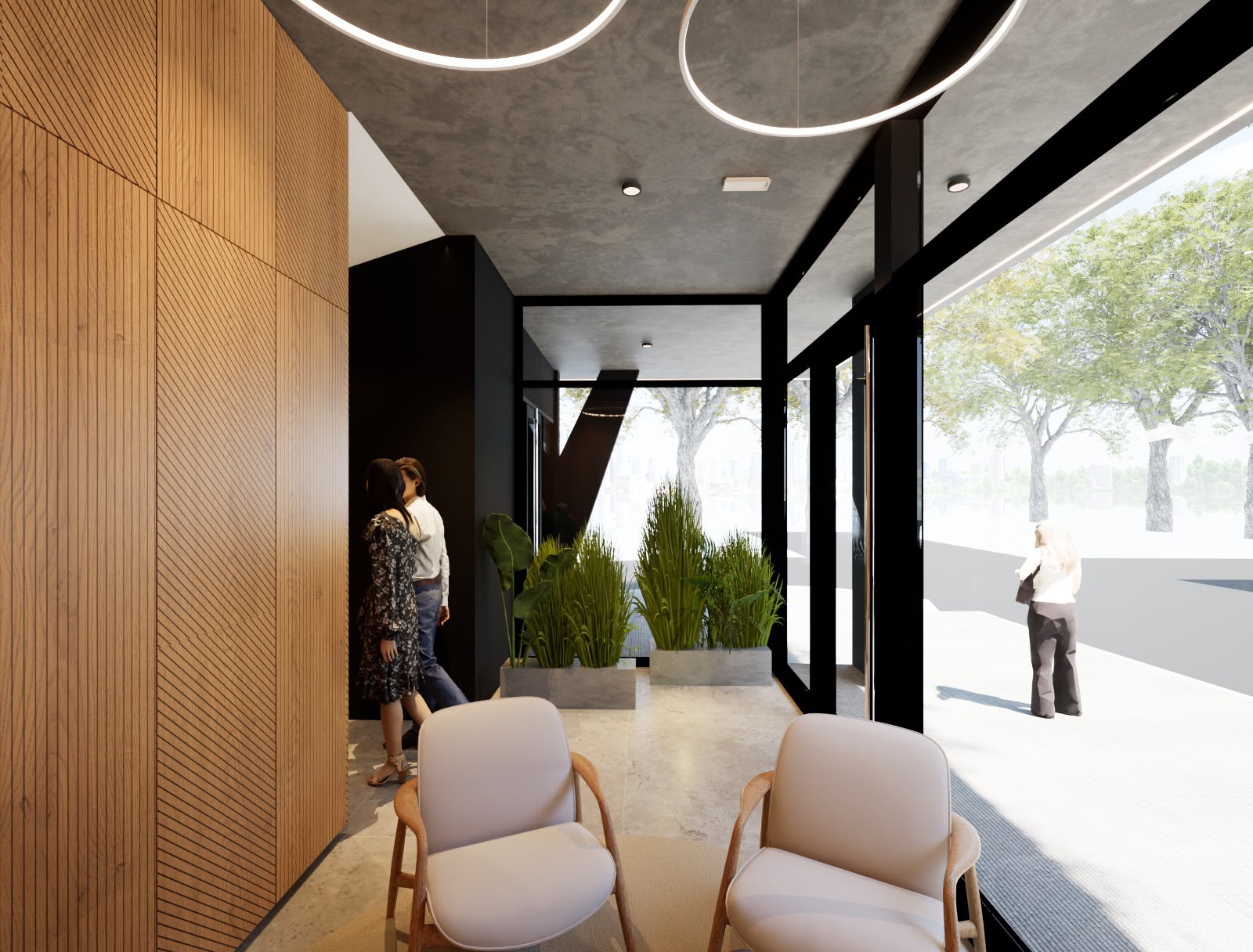 Lobby de Horus Art 4, con estar y acceso a la calle